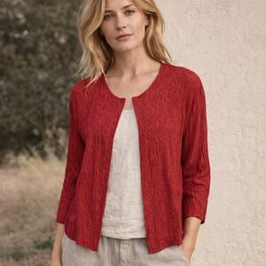 CP SHADES open front Textured Cardigan top in Red Rayon size Small